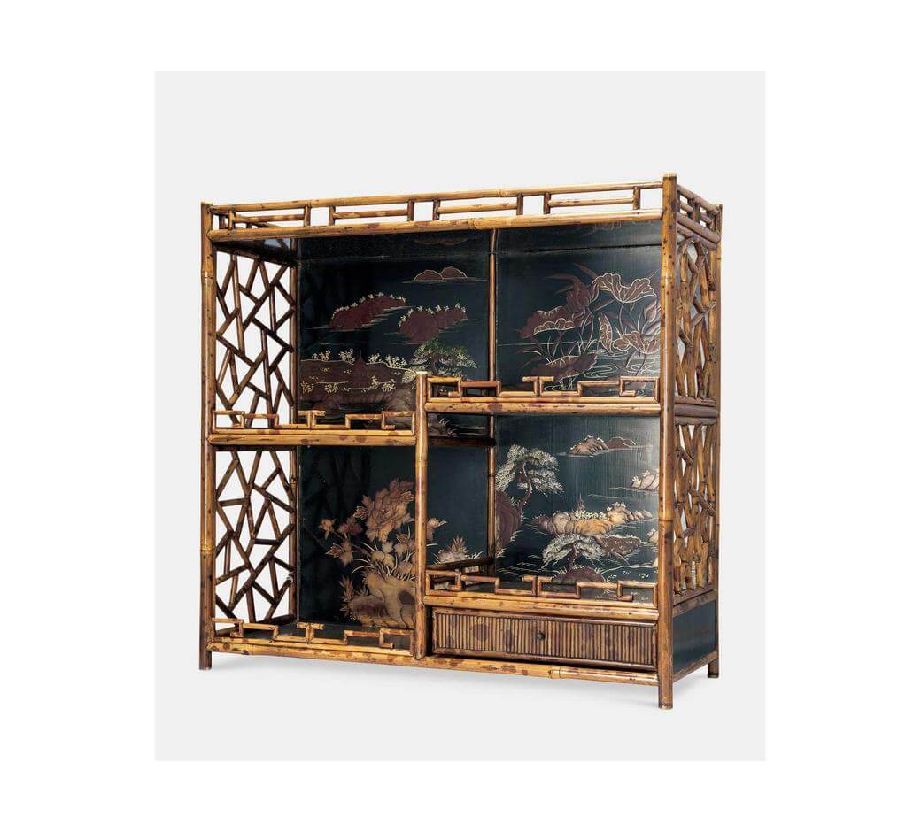 花卉纹大漆莳绘湘妃竹茶棚