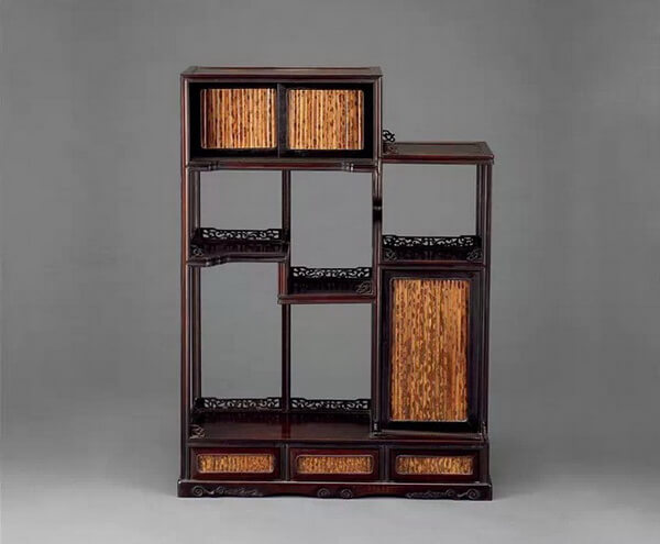 红木嵌斑竹煎茶棚