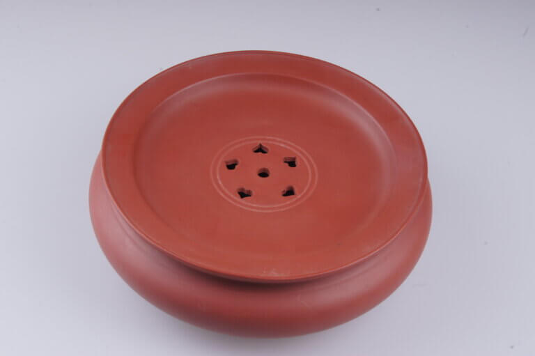 潮州老安顺手拉朱泥扁鼓形茶盘