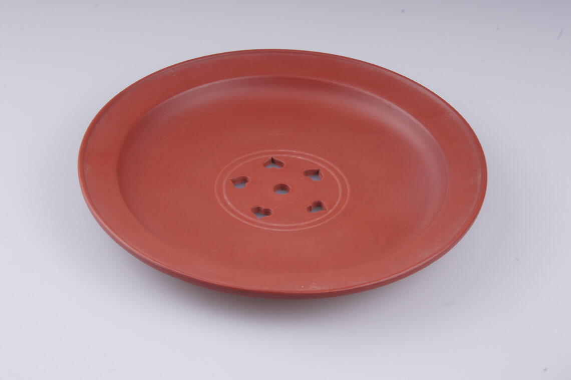 潮州老安顺手拉朱泥扁鼓形茶盘