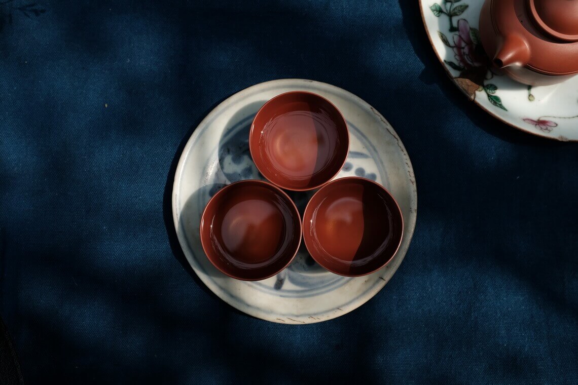 章燕城朱泥手拉工夫茶杯